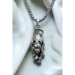 Ak Store Silver Gümüş Kaplama K-135 Paslanmaz Kromix Erkek Kolye Madalyon Kaplan Panter