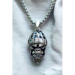 Ak Store Silver Gümüş Kaplama K-136 Paslanmaz Kromix Erkek Kolye Madalyon Bereli Gangster Goril