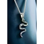 Ak Store Silver Gümüş Kaplama K-148 Paslanmaz Kromix Erkek Kolyesi (California Milk Snake) Yılan Madalyon