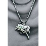Ak Store Silver Gümüş Kaplama K-156 Paslanmaz Kromix Erkek Kolye Madalyon Öfkeli Boğa Burcu Bull