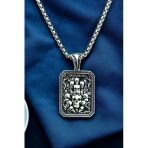 Ak Store Silver Gümüş Kaplama K-163 Paslanmaz Kromix Erkek Kolyesi Ölüler Yurdu Kurukafa Madalyon
