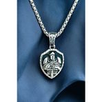Ak Store Silver Gümüş Kaplama K-168 Paslanmaz Kromix Erkek Kolyesi Kraliyet Şovalye Madalyon
