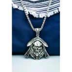Ak Store Silver Gümüş Kaplama K-171 Paslanmaz Kromix Erkek Kolye Ölüm Meleği Azrail Death Angel Madalyon