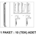 AK TEK Yaylı Radyatör Konsolu - 90 cm Yükseklik Panel İçin Montaj Askısı 1 Adet Paket 10'lu