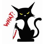 AK Traders Inc AK- - Komik Katil Kedi Tutma Bıçağı | Kara Kedi Ne? Cadılar Bayramı Kostümü Vinil Çıkartma Araba için Su Geçirmez | Dizüstü Bilgisayar | Kamyonetler | Motosiklet | Tampon | Pencere Herhangi Bir