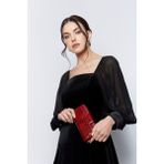 Aka Deri 428 Yılan Desen %100 Hakiki Deri Bayan Cüzdan - Kırmızı