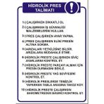 Aka Hidrolik Pres Kullanma Talimatı 50X70 cm 3 mm Dekota Uyarı Levhası