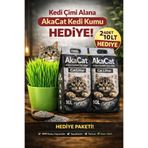 AKACAT Kedi Çimi Hediye Aktif Karbonlu Süper Topaklanan Premium Kedi Kumu 2x10 Lt