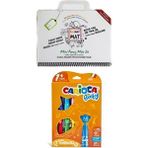 Akademi Çocuk Funny Mat Mini ve Carioca Baby Teddy 12'li Keçeli Kalem (Boya ve Kolayca Sil) 2'li Set - Beyaz