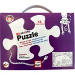 Akademi Çocuk Funny Mat - Washable Puzzle: Sevimli Dostlar- Birleştir Boya! (12 Parça Puzzle + 6 Adet Kalem Hediye)
