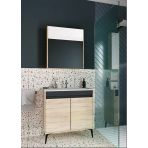 Akademik Banyo Elite 80 Cm Lavabolu Mdf Banyo Dolabı Seti - Sonoma Meşe Renk