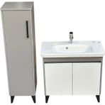 Akademik Mimarlık Cerastyle Noura 80*38 cm Etajerli Lavabo ( Banyo Dolabı + Boy Dolap Dahil ) - Beyaz - Antrasit
