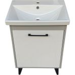 Akademik Mimarlık Turkuaz Seramik Cerastyle Elite Etajerli Lavabo 60*45 cm ( Banyo Dolabı Dahil ) - Beyaz - Gri