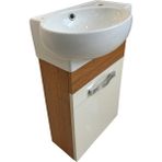 Akademik Mimarlık Turkuaz Turkuaz Banyo ve Tuvalet Mini Köşe Lavabo 28*45 cm (Banyo Dolabı Dahil) - Parlak Krem
