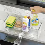 Akalin Mutfak Lavabo için Sünger Tutucu, Plastik Lavabo Caddy, Otomatik Boşaltma Tepsisi ile Bulaşık Sünger Tutucu, Mutfak Depolama Rafı-Sabun, Bulaşık Bezi, Fırça, Scrubber (Şeffaf)