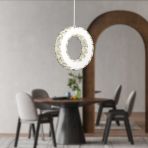 Akanay Tekli Krom Ledli 3 Renkli Sarkit Kristalli Tasli Modern Tasarim Led Kristal Top Salon Avize