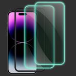 AKARMOVO 2'li Paket Işıklı Hava Yastığı Temperli Cam Ekran Koruyucu iPhone 14 Pro (6,1 inç) için Kolay Kurulum Çerçevesi, Parlayan Yükseltilmiş Kenarlara Sahip Dayanıklı Şeffaf Film, Güçlü Koruma ve Harika Görünüm