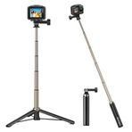 AKASO AKASO, SJCAM, GoPro Hero 13/12/11/10/9/8/7/Max, DJI Osmo Action 5/4/3 ve Diğer Aksiyon Kameraları ile Uyumlu 60 cm Özçekim Çubuğu Uzatılabilir Tripod Standı