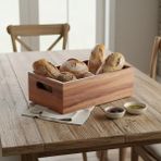 Akasya Ağacı Ekmeklik & Çok Amaçlı Organizer Kutu – 25X14X8 cm El Yapımı Doğal Ahşap Servis Tepsisi | Mutfak, Banyo, Ofis ve Ev Düzenleyici Kutu | Kulplu Dekoratif Ahşap Kutu - 0,5 L
