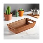 Akasya Ağacından Ekmek Sepeti - Doğal Ahşap Ekmeklik, Şık Ekmek Sunumluk (23X13X7CM) - Kahvaltı ve Sofralar Için Servis Sepeti - standart