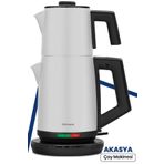Akasya Beyaz XL 2200 Watt Patentli Damlatmayan Tasarımı Çelik Çay Makinesi ve Su Isıtıcısı