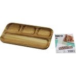 Akasya Dikdörtgen 4 Bölmeli=3+1 Ahşap Servis Sunum Tepsi - Tahtası 25 x 14 x 1.4cm - Belirtilmemiş