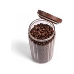 Akasya Kapaklı Çizgili Cam Kavanoz (1000ML /1 Litre) | Hava Geçirmez, Modern Fitilli Tasarım Gıda Saklama Kabı | Kahve, Çay, Kuruyemiş ve Bakliyat Kavanozu (9X20CM)