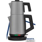 Akasya Silver XL 2200 Watt Patentli Damlatmayan Tasarımı Çelik Çay Makinesi ve Su Isıtıcısı - Inox