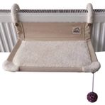 Akat Cosy Comfort Kısa Kaloriferler için Kedi Kalorifer Yatağı (Krem, Keten, Medium, Katlanabilir, Folding, Stainless Steel Body)