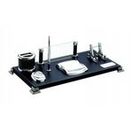 Akat Siyah Renk Deri Vip Ofis Masa Üstü İsimliği Seti