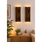 akatshop 2 Li Ledli Pil Dahil 45x10 Cm Ahşap Dekoratif Aydınlatma Balkon Dekoru Otel Rustik Duvar Antre Aksesuarı Cafe Villa Bohem Koyu Ceviz