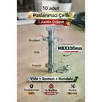 akatsuki civata m8 Paslanmaz Çelik Civata + Somun + Rondela Seti (M8X100Mm) – 10 Adet
