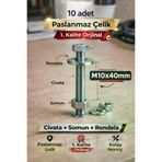 akatsuki M10*40 Paslanmaz Çelik Civata + Somun + Rondela Seti (M10X40Mm) – 10 Adet