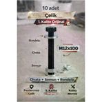 akatsuki M12*1000 Paslanmaz Çelik Civata + Somun + Rondela Seti (M12X100Mm) – 10 Adet