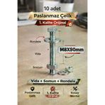 akatsuki Paslanmaz Çelik Civata + Somun + Rondela Seti (M8X90Mm) – 10 Adet