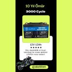 Akawatt 12v 12ah Lithium Lifepo4 Lityum Motosiklet Aküsü