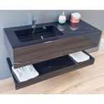 Akay Dizayn Porselen Banyo Lavabosu - Siyah L01 - 120 cm