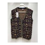 Akay Etnik Kilim Desen Triko Geniş Kalıp Cepli Düğmeli Kadın Anne Kilim Yelek