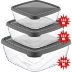 Akay Plastik Bee Home Kare Saklama Kabı 3'lü 500ML/900ML/1500ML