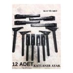 AKAY TİCARET Sofra Ayağı Katlanır Yer Sofrası Sini Altı Siyah Plastik Ayak Laptop Sehpası 22 Cm (12 ADET)