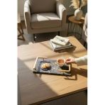 Akayev Mermer Antrasit Mat Altın L Dizayn 30X20 Cm Tepsi