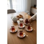 Akayev Porselen Vintage Maroon 6 Parça Çay Tabağı - Kırmızı