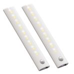 Akay&Tina Kabin Altı Işıkları Kablosuz, 2 Renk Sıcaklığı 18 LED Hareket Sensörü Işığı İç Mekan USB-C Şarj Edilebilir Pille Çalışan Manyetik Ultra İnce Sayaç Işıkları Dolap, Merdiven, Koridor, 2 Paket