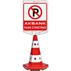 Akbank Park Etmeyiniz Logo Çift Taraf Baskı Kedi Gözlü Ağırlıklı Koni Seti Trafik Dubası