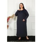 Akbeniz 1355 Big Uzun Kol Dantelli Lacivert Anne Gecelik
