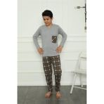 Akbeniz 20387 Gri Erkek Çocuk Penye Pijama Takım