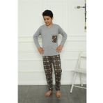 Akbeniz 20387 Gri Erkek Çocuk Penye Pijama Takım