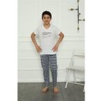 Akbeniz 20390 Beyaz Erkek Çocuk Penye Pijama Takım