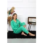 Akbeniz 2782 Yeşil Düğmeli Kadın Pijama Takımı