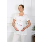 Akbeniz 45210 Ekru Kadın Hamile Pijama Takımı